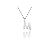 Hot Diamonds Round Diamond and Micro Letter M 925 Sterling Silver Pendant with 46 cm Curb Chain