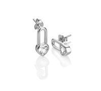 Hot Diamonds Silver Earrings - Solitaire Heart 925 Sterling Silver With White Topaz & Real Diamond Accent Earrings | Luxury gift Wrap Included