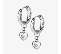 Hot Diamonds Silver Heart Dropper Hoop Earrings DE718
