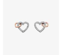 Hot Diamonds Silver & Rose Gold Plated Togetherness Open Heart Earrings DE606