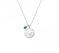 Hot Diamonds Siver Birthstone Circle Pendant | 925 Sterling Silver & Semi-Precious Gemstone Necklace with a real Hand Set Diamond | Gift Wrap Included (May)