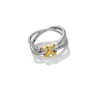 Hot Diamonds Sterling Silver Coupled Two Tone Ring DR306 - Size S - Diamond / Sterling Silver / 18ct Gold Plated