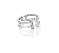 Hot Diamonds Sterling Silver Double T Bar Ring | Acotis - Size O - Sterling Silver / Diamonds