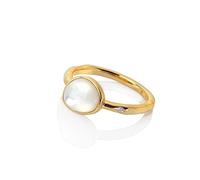 Hot Diamonds 925 Sterling Silver Gold-Plated Mother of Pearl Ring | Real Diamond 18ct Gold Ring