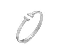 Hot Diamonds Sterling Silver Hammered T-Bar Bangle DC227 - Diamond / Sterling Silver