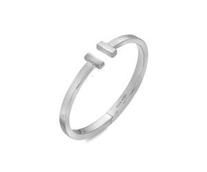 Hot Diamonds Sterling Silver Hammered T-Bar Bangle DC227 - Signature Edition - Diamond / Sterling Silver