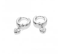 Hot Diamonds Silver Heart Dropper Hoop Earrings DE718