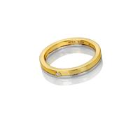 Hot Diamonds Sterling Silver Parellel Two Tone Ring DR308 - Size P - Diamond / Sterling Silver / 18ct Gold Plated
