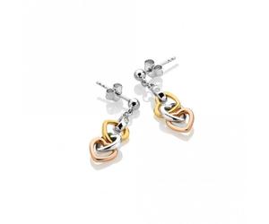 Hot Diamonds Sterling Silver Rose Gold & Gold Plated Trio Triple Heart - Sterling Silver / Gold Plated / Rose Gold Plated / Diamond