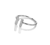 Hot Diamonds Sterling Silver T-Bar Ring DR313 - Contemporary Appeal | Acotis - Diamond / Sterling Silver / White Topaz