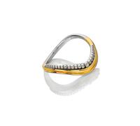 Hot Diamonds Sterling Silver Teardrop Two Tone Ring DR311 - Size L - Diamond / Sterling Silver / 18ct Gold Plated