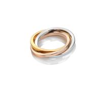 Hot Diamonds Sterling Silver Trio Tri-Colour Ring DR297 - Refined - Size P - 18ct Gold Plated / Sterling Silver / Diamond