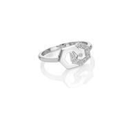 Hot Diamonds Sterling Silver White Topaz Hexagon Ring | Acotis - Size M - Sterling Silver / White Topaz / Diamonds