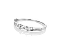 Hot Diamonds Tender Statement White Topaz Silver Bangle | 925 Sterling Silver with a Hand-Set Diamond | Luxury Cuff Bracelet for Women | Gift Wrap Included