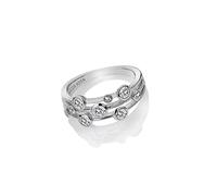 Hot Diamonds Tender Sterling Silver White Topaz Statement Ring for Women - White Topaz Raindrops & Real Diamond in 925 Sterling Silver Tender Collection