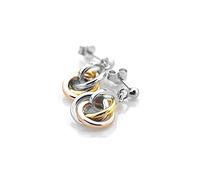 Hot Diamonds Sterling Silver Tri Tone Interlocking Hoop Stud Earrings