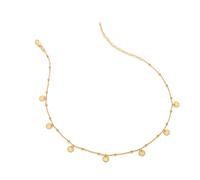 Hot Diamonds Gold Plated Sterling Silver Droplet Choker Necklace for Women | 925 Cable Chain with Delicate Round Drops | 32cm Adjustable Elegant Yellow 18ct Gold Choker Necklace