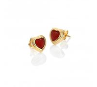 Hot Diamonds Gold Plated 925 Sterling Silver Red Agate Stud Earrings | Genuine Agate Heart-Shaped Studs hand Set With A Real Diamond | Luxury Gift Wrap Included
