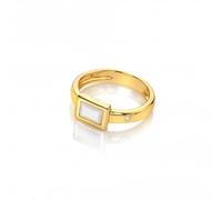 Hot Diamonds x Gemstones HD X Gemstones Rectangle Mother of Pearl Ring DR262 - Size XL - Sterling Silver / 18ct Gold / Diamond / Mother of Pearl