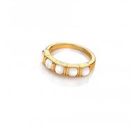 Hot Diamonds x Gemstones HD X Gemstones Square MOP Ring DR264 - Size M - Sterling Silver / 18ct Gold / Diamond / Mother of Pearl