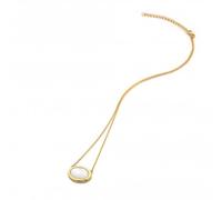 Hot Diamonds x Gemstones Horizontal Oval MOP Necklace DN186 - Refined Craftsmanship | - Sterling Silver / 18ct Gold / Diamond / Mother of Pearl