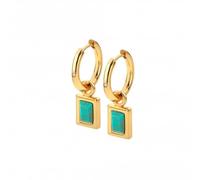 Hot Diamonds Rectangle Turquoise Drop Earrings in 18ct Gold Plated Sterling Silve | 925 sterling Silve with a Real Diamond adn Genuine gemstones | Luxury Gift Wrap Included