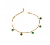 Hot Diamonds Green Agate Square Gold Plated Silver Bracelet | Green Agate Real Gemsrones and a Hand-Set Diamond | 18ct Gold Plated 925 Sterling Silver | Luxury Gift Wrap Included