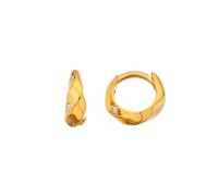 Hot Diamonds x Golden Edit 18ct Gold Plated HD X GE Ridge Huggie Earrings DE852 - Elegant - Diamond / Sterling Silver / 18ct Gold Plated