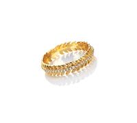 Hot Diamonds x Golden Edit 18ct Gold Plated HD X GE Selene Ring DR303 - Classic Look | - Size S - Diamond / Sterling Silver / 18ct Gold Plated / White Topaz