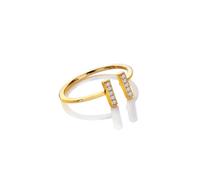 Hot Diamonds x Golden Edit 18ct Gold Plated HD X GE T-Bar Ring DR302 - Classic Look | - Diamond / Sterling Silver / 18ct Gold Plated / White Topaz