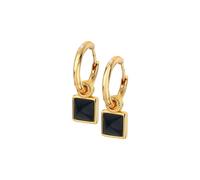 Hot Diamonds Black Onyx Drop Earrings | 18ct Gold-Plated 925 Sterling Silver | Genuine Black Onyx Gemstone with Real Diamond | Luxury Gift Wrap for Women