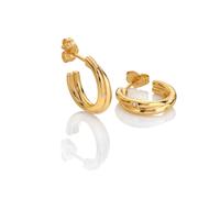 Hot Diamonds x Golden Edit Aura Gold Tone Hoop Earrings 0.4 x 1.5cm