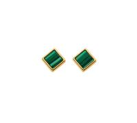 Hot Diamonds x Golden Edit Revive Gold Tone Malachite Square Stud Earrings 0.5 x 0.5cm
