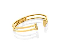 Hot Diamonds x Golden Edit Sterling Silver 18ct Gold Plated Double T Bar Bangle | Acotis - Sterling Silver / 18ct Gold Plated / Diamonds