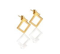 Hot Diamonds x Golden Edit Sterling Silver 18ct Gold Plated Square Paired Earrings | Acotis - Sterling Silver / 18ct Gold Plated / Diamonds