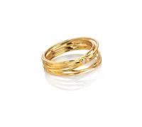 Hot Diamonds x Golden Edit Sterling Silver 18ct Gold Plated String Ring | Acotis - Size L - Sterling Silver / 18ct Gold Plated / Diamonds
