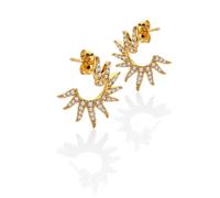 Hot Diamonds x Golden Edit Sterling Silver 18ct Gold Plated White Topaz SOL Statement Earrings | Acotis - Sterling Silver / 18ct Gold Plated / White Topaz / Diamonds