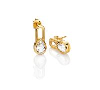 Hot Diamonds x Golden Edit Sterling Silver 18ct Gold Plated White Topaz Solitaire Earrings Teardrop | Acotis - Sterling Silver / 18ct Gold Plated / White Topaz / Diamonds