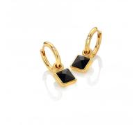 Hot Diamonds Black Onyx Drop Earrings | 18ct Gold-Plated 925 Sterling Silver | Genuine Black Onyx Gemstone with Real Diamond | Luxury Gift Wrap for Women