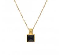 Hot Diamonds 18ct Gold Plated Black Onyx Diamond Square Pendant Necklace DP914