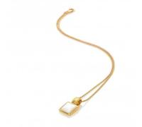 Hot Diamonds x Golden Edit Calm Mother of Pearl Square Pendant | 18ct Gold-Plated 925 Sterling Silver Necklace for Women | Real Diamond & Natural Pearl | Adjustable 45 cm Chain