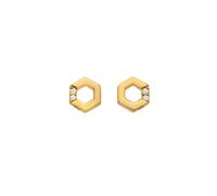 Hot Diamonds x Jac Jossa Gold Plated Sterling Silver Hexagon White Topaz Stud Earrings