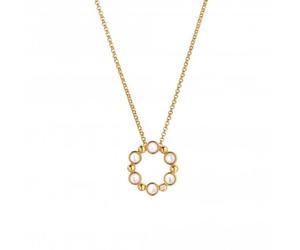 Hot Diamonds x Jac Jossa HD X JJ Calm Mother of Pearl Circle Necklace DP905 - Classic - Diamond / Sterling Silver / 18ct Gold Plated / Mother of Pearl