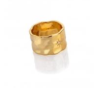 Hot Diamonds x Jac Jossa HD X JJ Lunar Statement Ring DR253 - Contemporary Appeal | - Size XL - Diamond / Sterling Silver / 18ct Gold Plated / Diamond