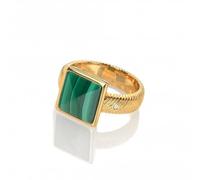 Hot Diamonds x Jac Jossa Revive Malachite Ring DR248 - Timeless Design | Acotis Diamonds - Size M - Gold Plated / Sterling Silver / Stone / Diamond