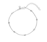 Hot Diamonds X Tasha Ghouri Oval Bead Silver Bracelet | 925 Sterling Silver and Real hand Set Diamond Bracelet | Adjustable Rhodium Plated Oval Link Chain - Luxury Jewellery Gift Included