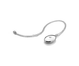 Hot Diamonts Silver Romantic Oval Locket Necklace | 925 Sterling Silver Oval Photo Locket with Real Diamond on Extendable 18" Silver Chain | Luxury Gift Wrapping
