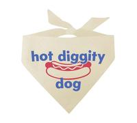 Hot Diggity Dog Dog Bandana | 100% Unbleached Cotton Adjustable Triangle | Made in USA | Dachshund | BBQ | Fourth of July | Summer |Natural, One Size (1394)