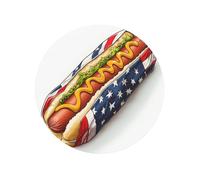 Hot Dog American Flag Pattern Round Magnetic Fridge Magnets For Kitchen Durable With Enduring Magnetism