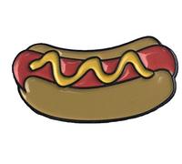 Hot Dog and Mustard Take Me Out To The Ball Game Enamel Lapel Pin